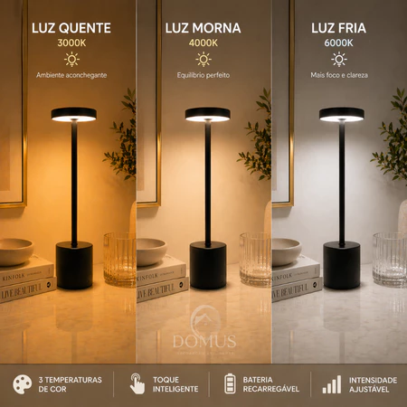 Luminária Dumbbell Touch 3 em 1 (cabeceira/escrivaninha)