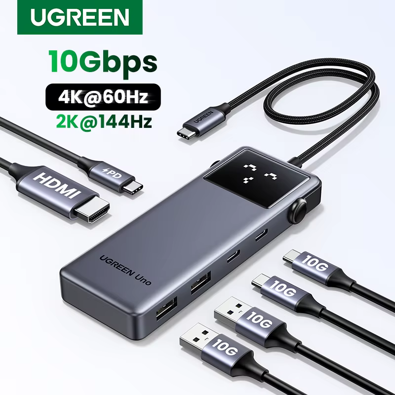 Hub USB-C UGREEN Uno 6-em-1 (4K60Hz, PD100W, 10Gbps)